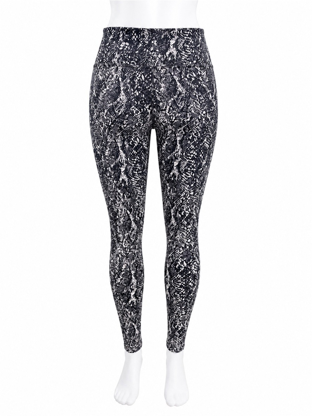 SPANX Faux Leather Snake Print Leggings Medium Black Grey High Rise NWOT